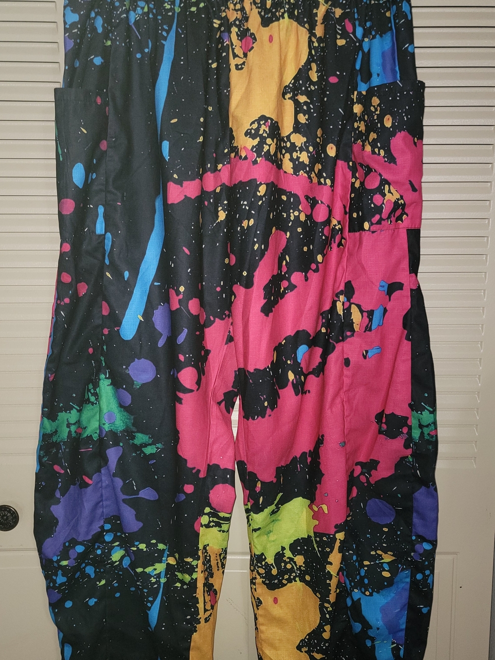 Kids Black Multi Paint-Splash Harem Pants